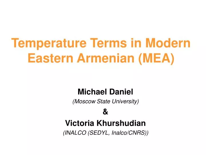 temperature terms in modern eastern armenian mea