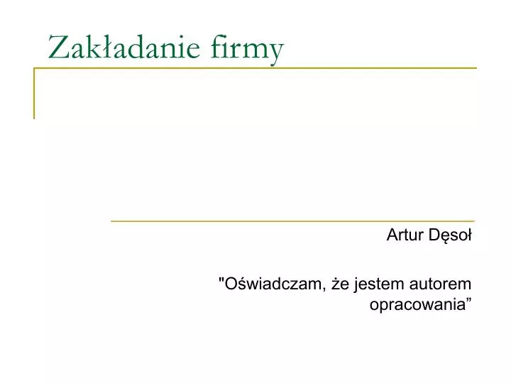 zak adanie firmy