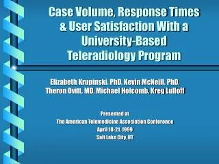 Case Volume, Response Times &amp; User Satisfaction With a University-Based Teleradiology Program