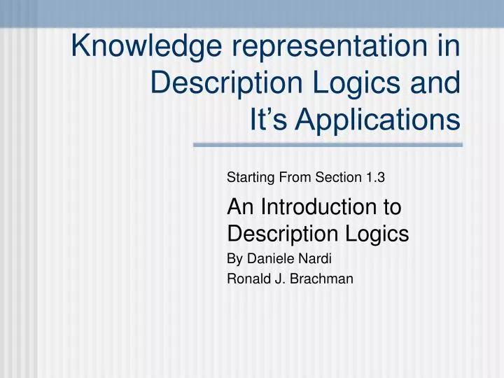 knowledge representation in description logics and it s applications