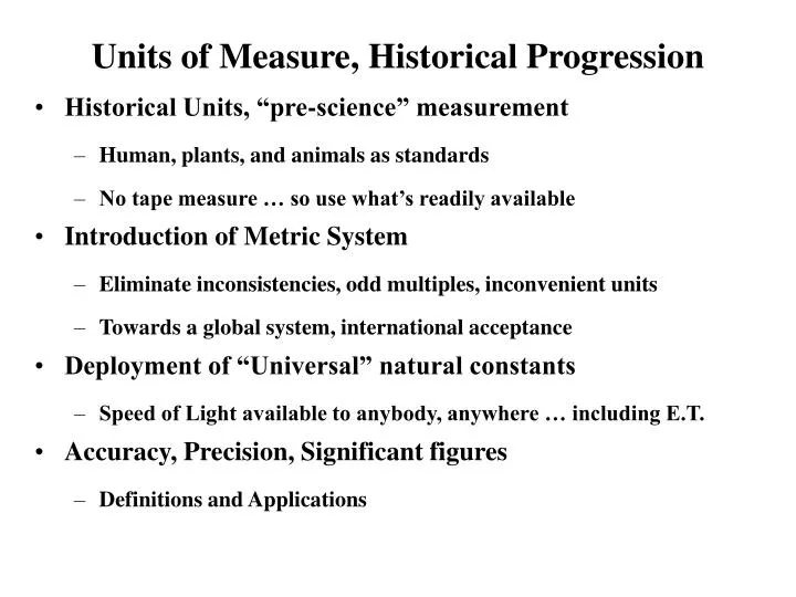 units of measure historical progression