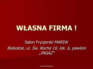 salon fryzjerski mariw bia ystok ul w rocha 10 lok 6 pawilon pasa