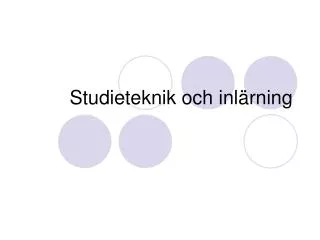 studieteknik och inl rning