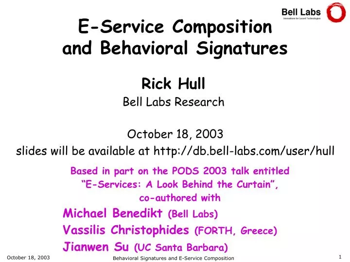 e service composition and behavioral signatures