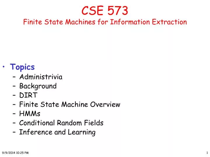 cse 573 finite state machines for information extraction
