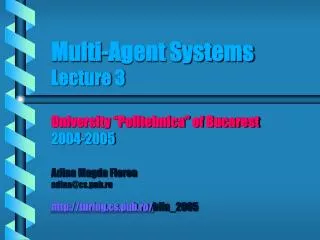 Agent communication Lecture outline