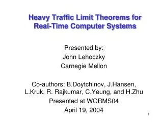 Heavy Traffic Limit Theorems for Real-Time Computer Systems