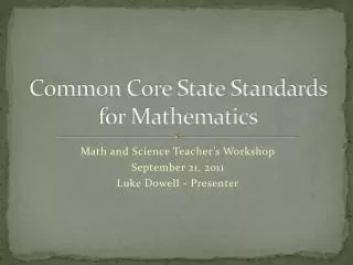 Common Core State Standards for Mathematics