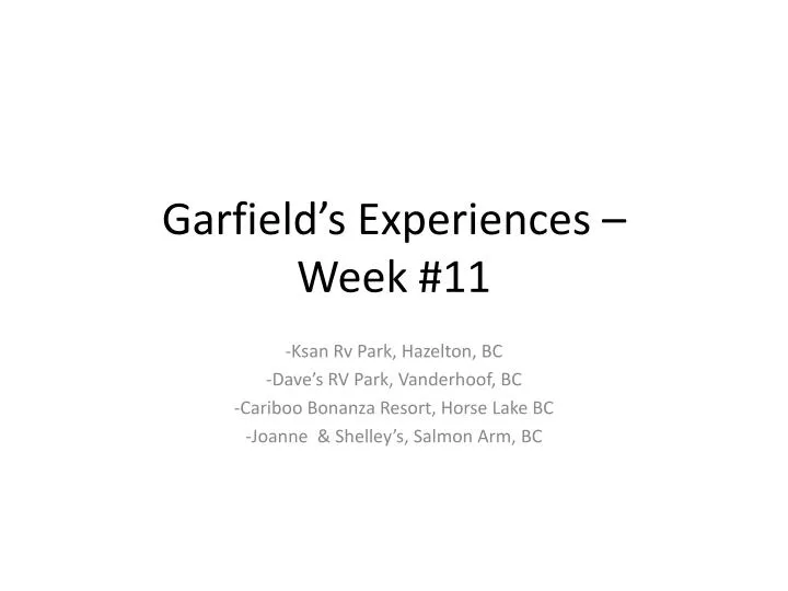 garfield s experiences week 11
