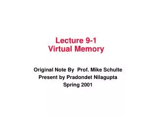 Lecture 9-1 Virtual Memory
