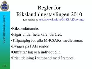 regler f r rikslandningst vlingen 2010