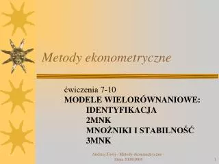 metody ekonometryczne