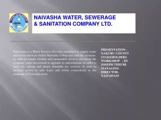 NAIVASHA WATER, SEWERAGE &amp; SANITATION COMPANY LTD.