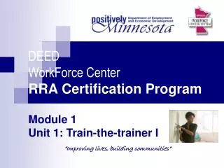 DEED WorkForce Center RRA Certification Program