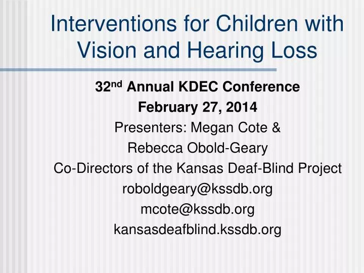 interventions for children with vision and hearing loss