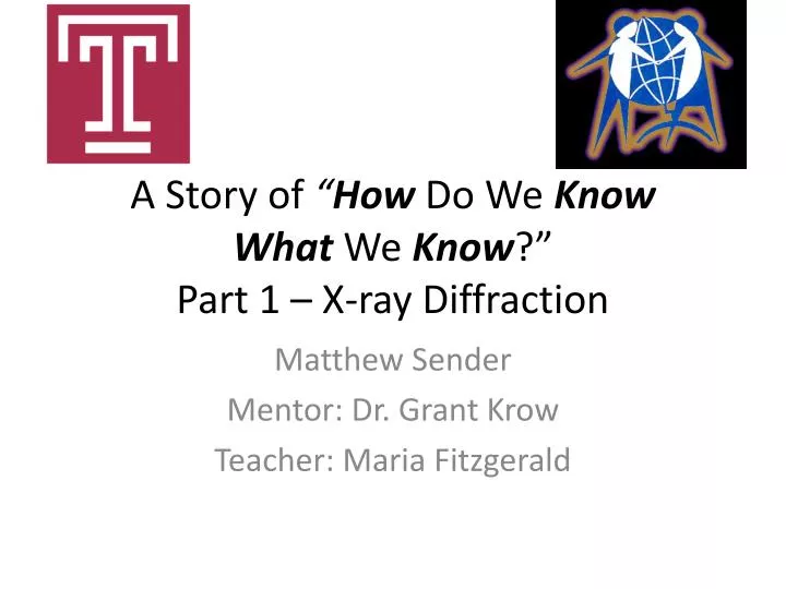 a story of how do we k now what w e k now part 1 x ray diffraction