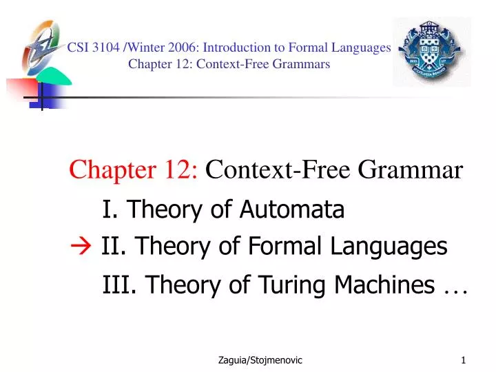 csi 3104 winter 2006 introduction to formal languages chapter 12 context free grammars