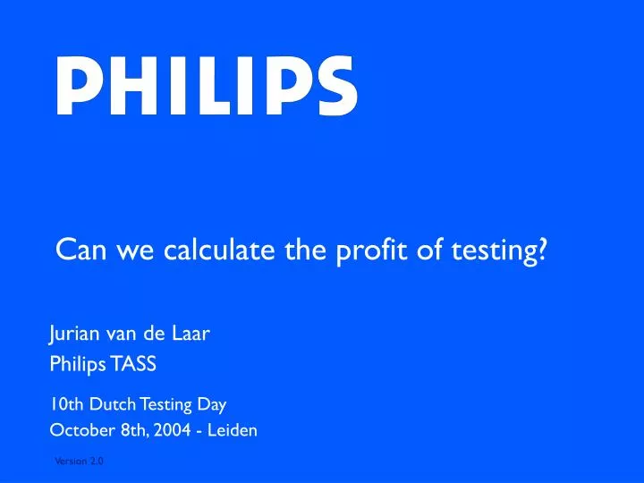 can we calculate the profit of testing