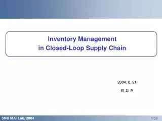 Inventory Management in Closed-Loop Supply Chain