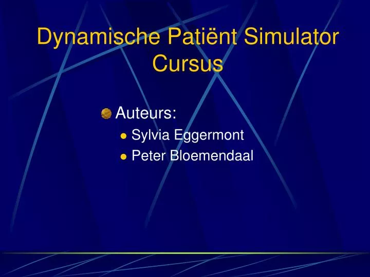 dynamische pati nt simulator cursus
