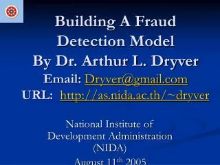 National Institute of Development Administration (NIDA) August 11 th 2005