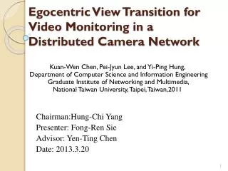 Egocentric View Transition for Video Monitoring in a Distributed Camera Network