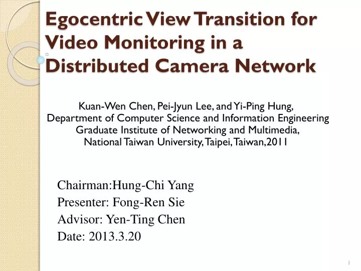 egocentric view transition for video monitoring in a distributed camera network