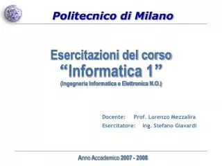 esercitazioni del corso informatica 1 ingegneria informatica e elettronica n o