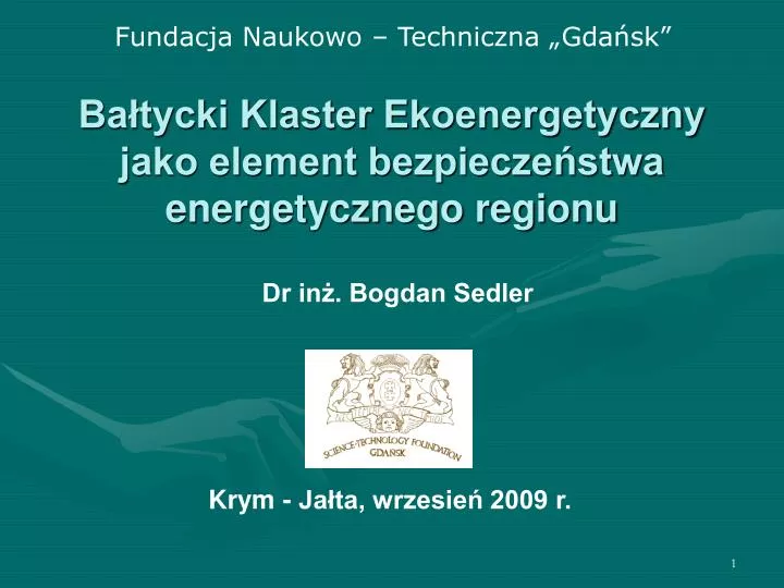 ba tycki klaster ekoenergetyczny jako element bezpiecze stwa energetycznego regionu