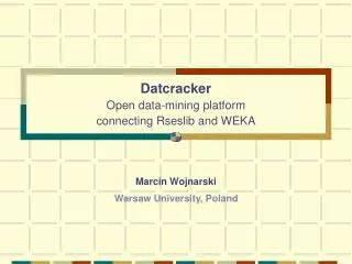 Datcracker Open data-mining platform connecting Rseslib and WEKA
