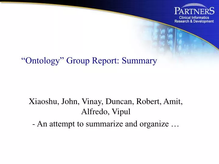 ontology group report summary