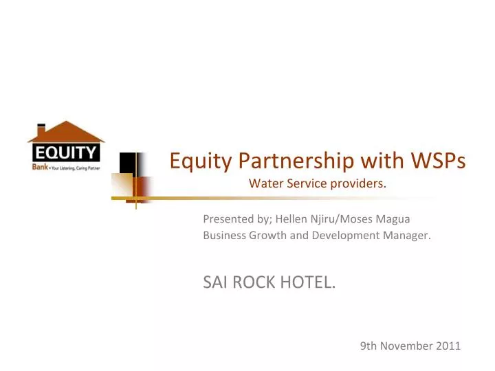 equity partnership with wsps water service providers