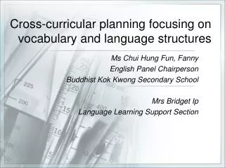 Cross-curricular planning focusing on vocabulary and language structures