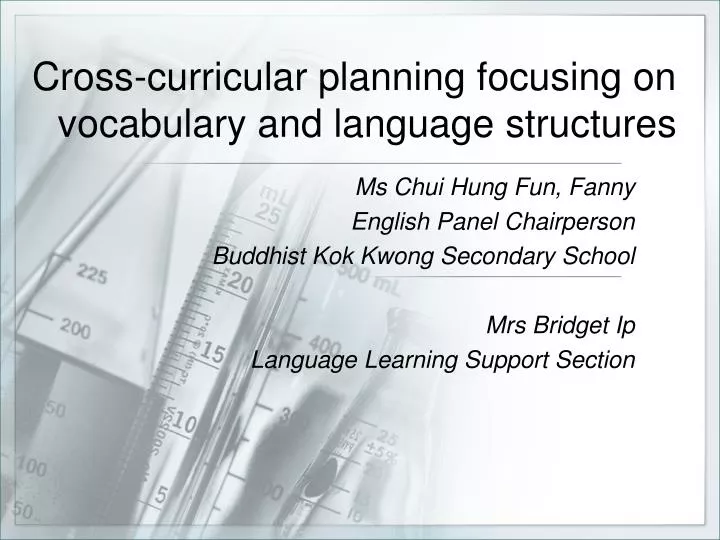cross curricular planning focusing on vocabulary and language structures