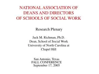NATIONAL ASSOCIATION OF DEANS AND DIRECTORS OF SCHOOLS OF SOCIAL WORK