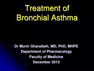 Treatment of Bronchial Asthma