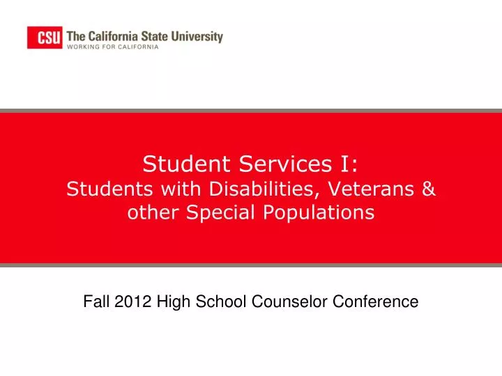 student services i students with disabilities veterans other special populations