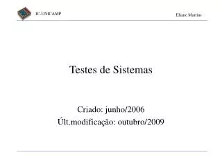 testes de sistemas