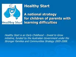 Healthy Start A national strategy for children of parents with learning difficulties
