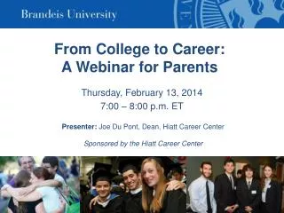 From College to Career: A Webinar for Parents