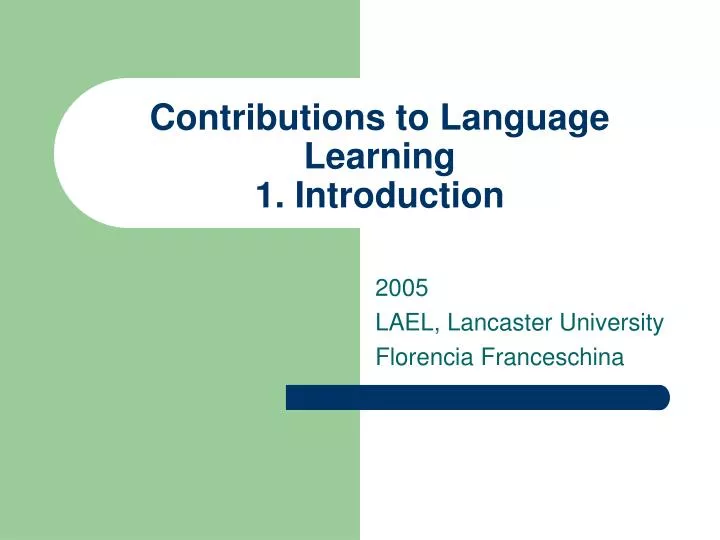 contributions to language learning 1 introduction