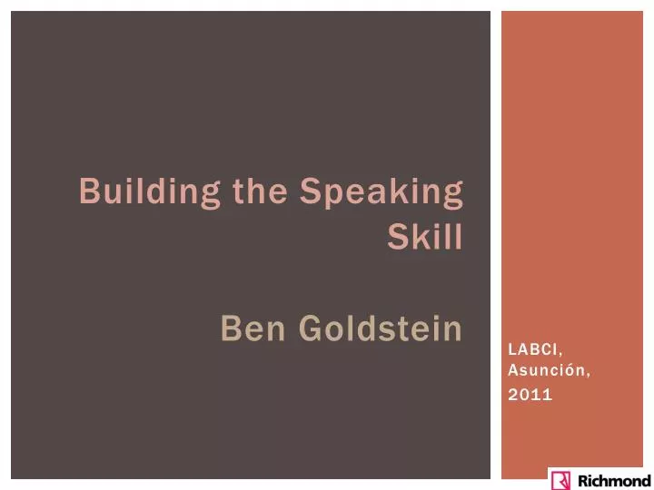 building the speaking skill ben goldstein