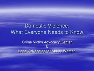 Domestic Violence: What Everyone Needs to Know