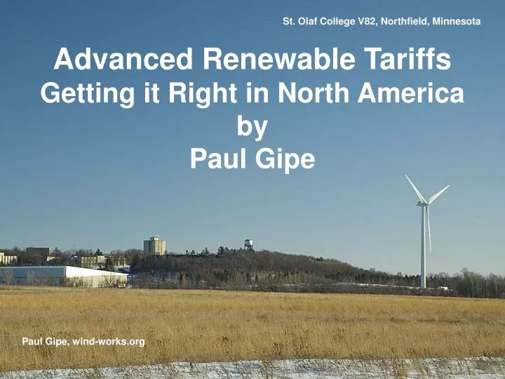 advanced renewable tariffs getting it right in north america by paul gipe