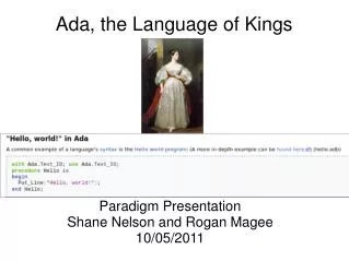 Ada, the Language of Kings