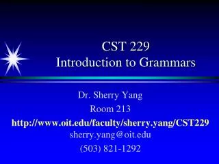 CST 229 Introduction to Grammars