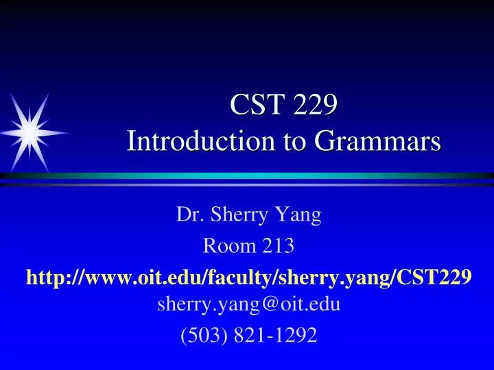 cst 229 introduction to grammars