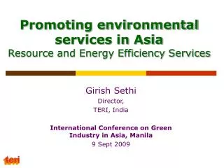Promoting environmental services in Asia Resource and Energy Efficiency Services