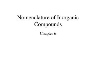 Nomenclature of Inorganic Compounds