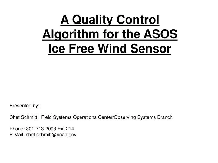 a quality control algorithm for the asos ice free wind sensor